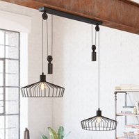 EGLO Winkworth hanging light, cage lampshade, 2-bulb