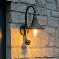 Lindby utomhusvägglampa Daphne, antik svart, sensor, E27