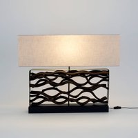 Holländer TREMITI NERO table lamp, black/beige, height 67 cm, wood/fabric