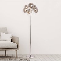 Näve Explosion bubble floor lamp, 6-bulb, chrome/smoky grey