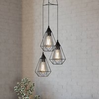 EGLO 3 ljuskällor Vintage-taklampa Tarbes i svart