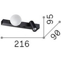 IDEAL LUX Binomi LED wall lamp, black, width 22 cm, 2-bulb