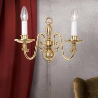 ORION Mässingsvägglampa Imke, två ljuskällor