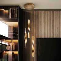 Schuller Valencia LED-pendellampa Twist, 3-l. Aluminium, metall, akryl, guldfärgad