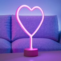 JUST LIGHT. GmbH Lampe de table LED Neon Cœur, batterie