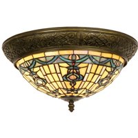 Clayre&Eef Rund taklampa Kimberly i Tiffanystil, 38 cm