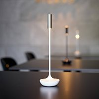 Sigor Lampe de table LED rechargeable Nucandle, blanc/argent, IP54, intensité variable