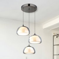 Globo Avila LED hanging light, smoky grey/black, glass, CCT, dimmable