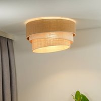 Euluna Trio ceiling lamp, jute, natural brown/white/raffia, Ø 45 cm