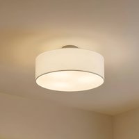 Lindby taklampa Sebatin, Ø 40 cm, vit, tyg, E27