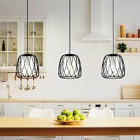 EGLO Hänglampa Floresta, svart, längd 89 cm, stål/glas, 3 lampor