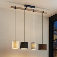 Lindby Amilia pendant light, fabric, 4-bulb, grey/beige, E27