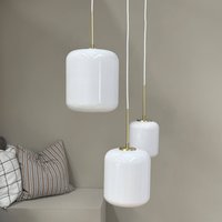 Dyberg Larsen Silvia hanging light, Ø 25 cm, opal/brass, glass