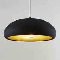 Lindby hanging light Gerwina, black/gold, metal, 40 cm, E27