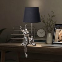 Näve Helge table lamp, silver, ceramic/fabric, height 45 cm