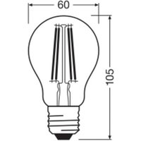 OSRAM LED bulb, teardrop shape, E27, 5.9 W, filament, 2,700 K, dimmable