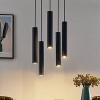 Lindby Sanad pendant light, Ø 40 cm, 5-bulb, black, GU10
