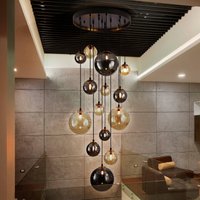 Schuller Valencia Pendant light DARK, iron, glass, amber, smoke, Ø 60 cm