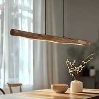 Lindby LED-hänglampa Nekala, svart, trä, längd 120cm
