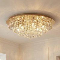 Lindby taklampa Gillion, 8 lampor, guld, kristall, Ø 55cm