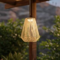 Lindby LED-solcellslampa Austas, beige, Ø 32 cm, USB, IP54