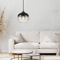 JUST LIGHT. GmbH Zea pendant light, 1-bulb, smoky grey/black, glass, E27