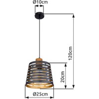 Globo Suspension Ablona, Ø 25 cm, noir/doré, métal