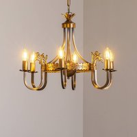 Jupiter Castle chandelier, light patina, Ø 62 cm, metal, 6-bulb.