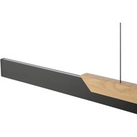 Brilliant LED hanging light Arcus, black/brown Length 121 cm Metal/wood