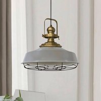 ROYALTECH Astel hänglampa, grå, Ø 41 cm, metall, detalj i antik mässing