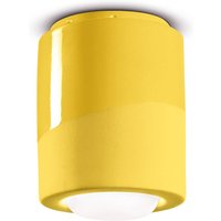 Ferroluce PI ceiling lamp, cylindrical, Ø 12.5 cm yellow