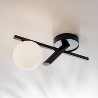 SIGMA Plafonnier Baleo, noir/opale, à 1 lampe