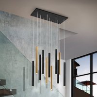 Schuller Valencia LED-hänglampa Varas dimbar, 11 lampor, guld/svart, metall