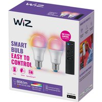 WiZ A60 LED matt WiFi E27 8.5W RGBW remote control Set of 2