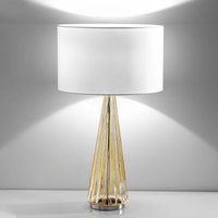 Selène Costa Rica table lamp, white lampshade, amber base