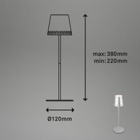 Briloner Lampe à poser LED rechargeable Kiki, chrome mat, IP44, 3.000K