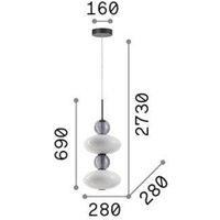 Ideallux Ideal Lux hänglampa Lumiere-2, opal/grått glas