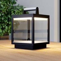 Lucande LED-Akkutischleuchte Cube, Alu, IP54, dimmbar