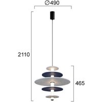 Viokef Azul LED hanging light, height 46 cm, blue/grey/black, felt