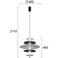 Viokef LED-hänglampa Azul, höjd 46 cm, blå/grå/svart/, filt