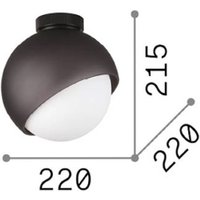 IDEAL LUX Bloom ceiling lamp, Ø 22 cm, black, metal/glass
