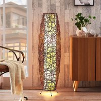 Lindby floor lamp Nias, height 111 cm, rattan, textile