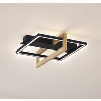 Lindby LED-taklampa Holamu, 46cm, svart, trä, metall