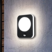 EGLO LED-utomhusvägglampa Madriz, svart, bredd 23 cm, sensor