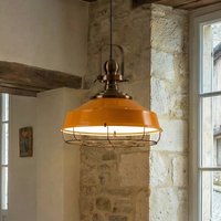 ROYALTECH Astel hänglampa, gul, Ø 41 cm, metall, detalj i antik mässing