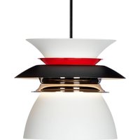 Belid Diablo LED hanging light, Ø 16.5 cm, black/red