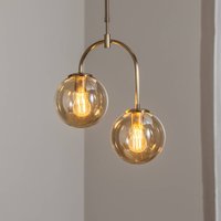 Lucea Portemo hänglampa, mässing, Ø 37 cm, 2 lampor, glas