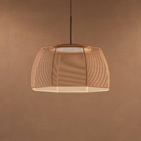 Bover LED-hänglampa Tanit, Ø 61 cm, svart/beige, tyg