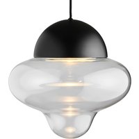 DESIGN BY US LED-pendellampa Nutty XL, klar / svart, Ø 30 cm, glas