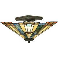 Inglenook loftlampe, farverigt glas